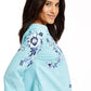 Charter Club Women's Floral-Embroidery Linen-Blend Top Blue Size Small