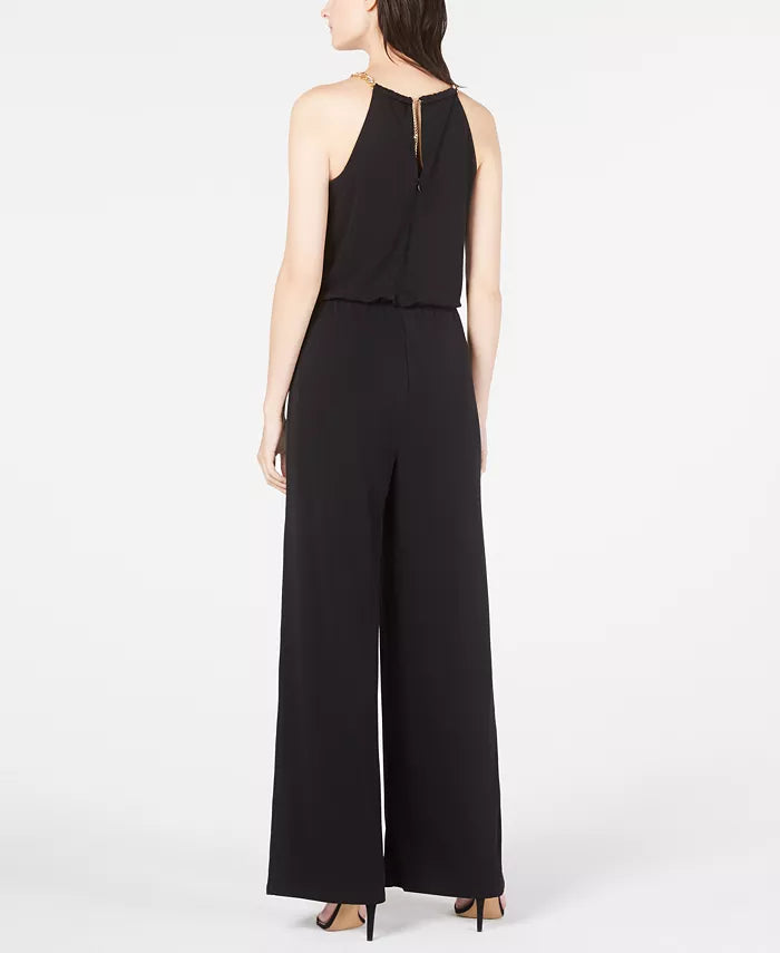 INC International Concepts Women's Solid Chain Jumpsuit  Black Size Large