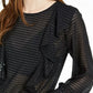 Bar III Women's Ruffled Metallic-Dot Blouson-Sleeve Top  Black Size Extra Small