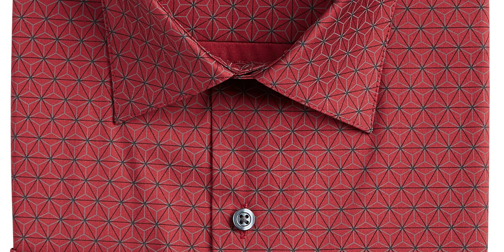 Alfani Men's Alfatech Classic/Regular Fit Performance Stretch Geo-Print Dress Shirt Red Size 32X22