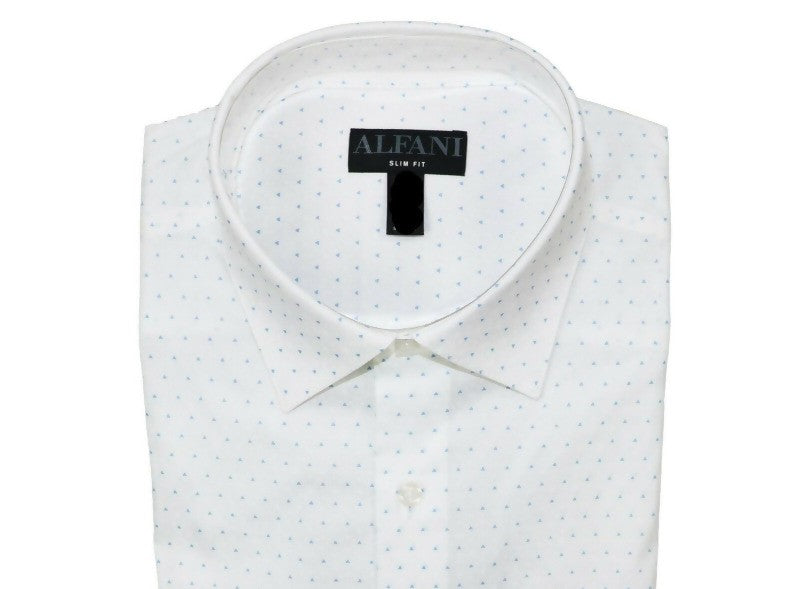 Alfani Men's Dress Shirt Triangle Prism Slim Fit - All White Size 34-35