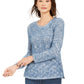 Style & Co Women's Marled Eyelash-Texture Sweater Blue Size XX-Large