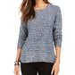 Style & Co Women's Striped Sweater Blue Size Medium