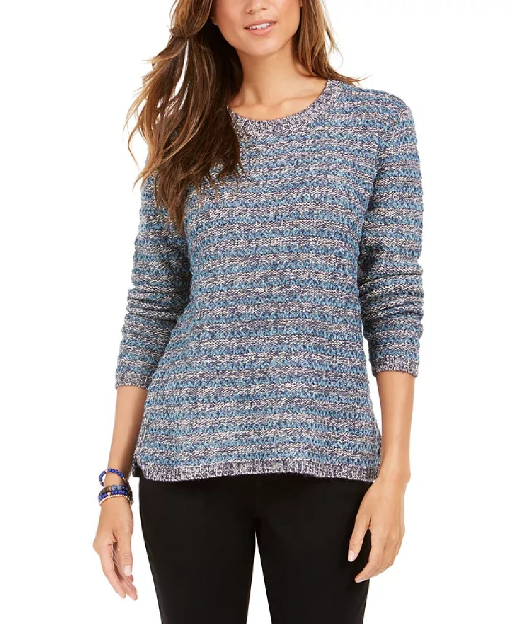 Style & Co Women's Striped Sweater Blue Size Medium