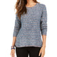 Style & Co Women's Striped Sweater Navy Size Small