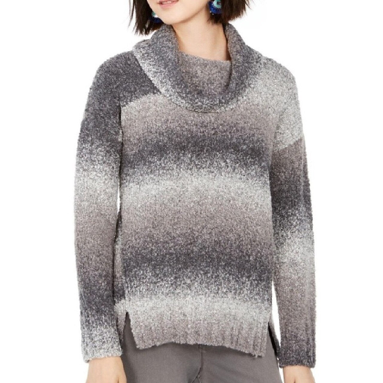 r Style & Co Women's Ombre Boucle SweateBlack Size XX-Large