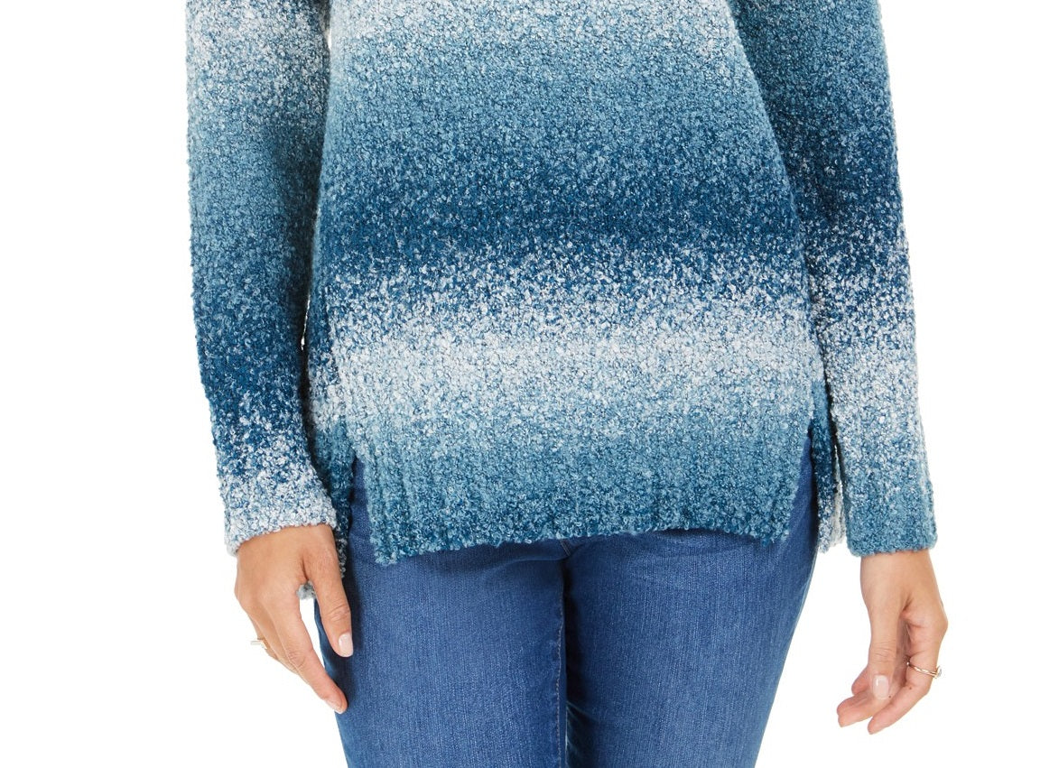 Style & Co Women's Ombre Boucle Sweater Navy Size Extra Small