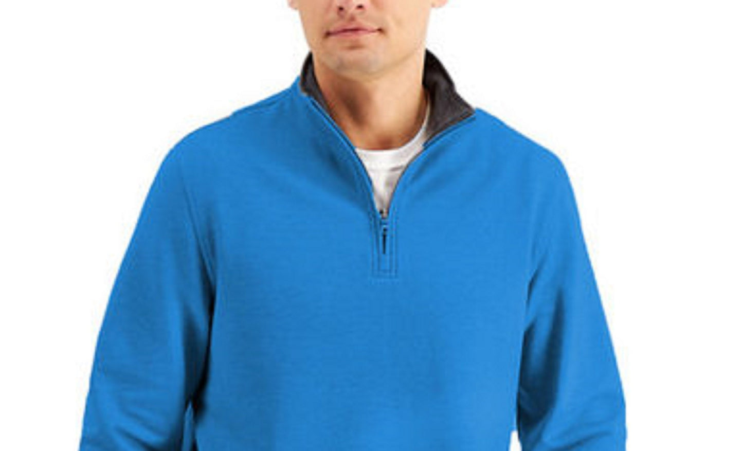 Club Room Men's Stretch 1/4-Zip Fleece Sweatshirt Med Blue Size Small