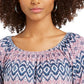Style & Co Women's Printed On/Off-The-Shoulder Top Blue Size Medium