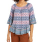 Style & Co Women's Printed On/Off-The-Shoulder Top Blue Size Extra Small