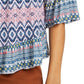 Style & Co Women's Printed On/Off-The-Shoulder Top Blue Size Extra Small