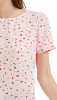 Maison Jules Women's Printed Button-Up Back Top Pink Size Large