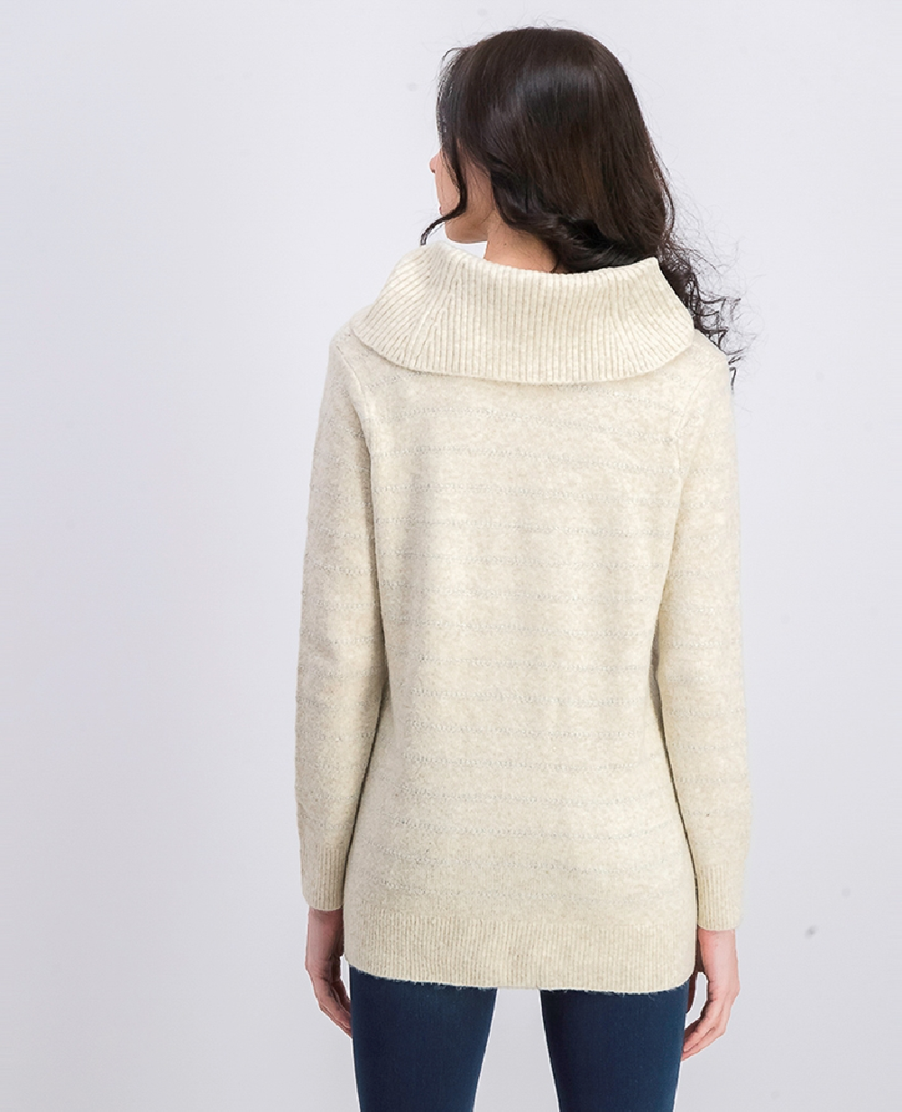 Style & Co Women's Lurex Cowl-Neck Sweater Beige Size Medium