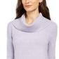 Style & Co Women's Lurex Cowl-Neck Sweater Purple Size XX Large