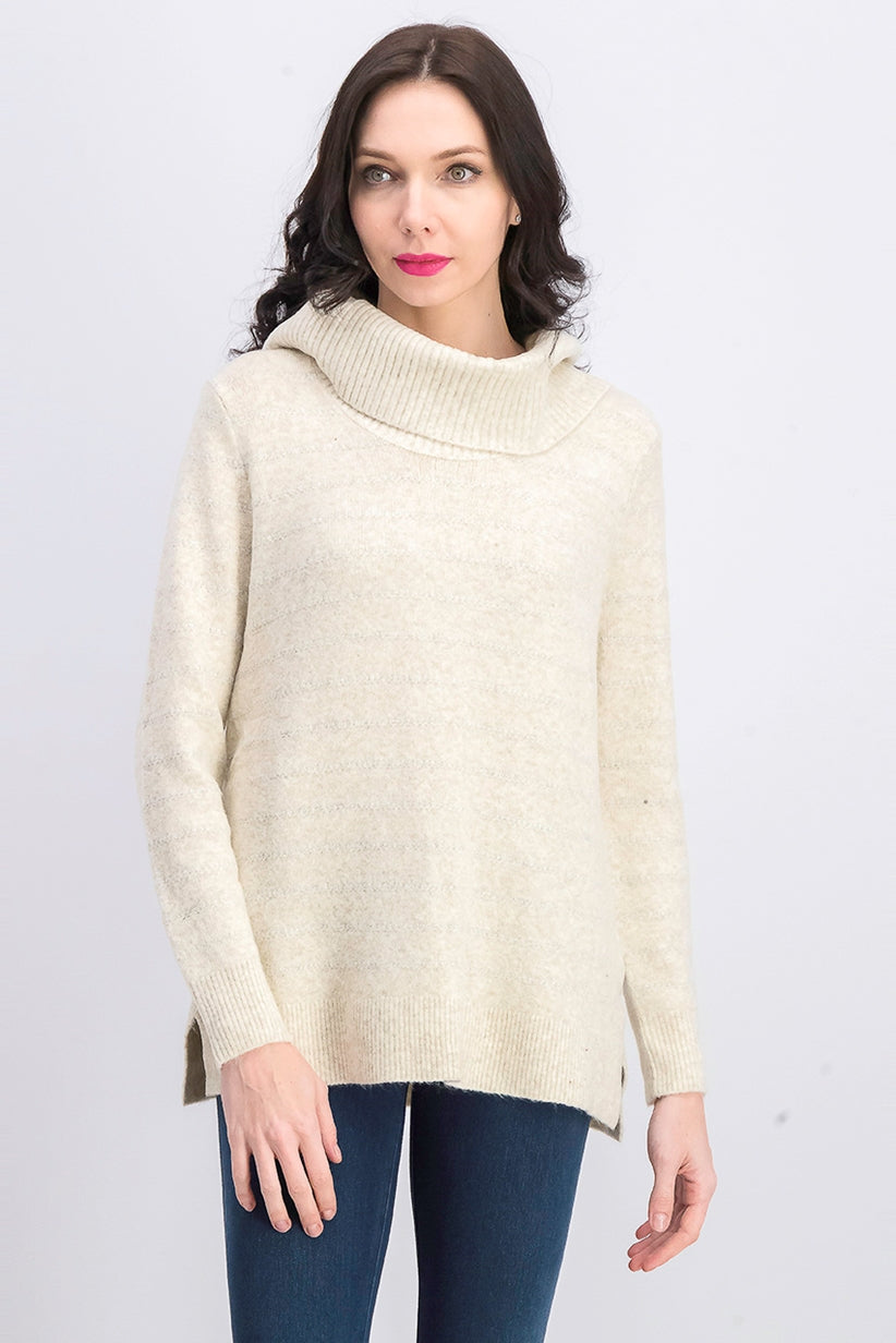 Style & Co Women's Lurex Cowl-Neck Sweater White Size Extra Large