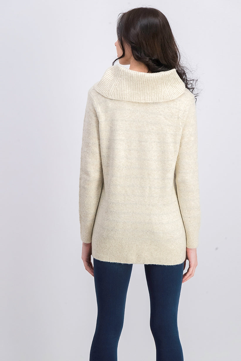 Style & Co Women's Lurex Cowl-Neck Sweater White Size Extra Large