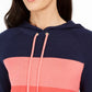 Charter Club Women's Striped Hooded Sweater Blue Size Medium