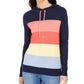 Charter Club Women's Striped Hooded Sweater Intrpd Blue Cmb Size Small