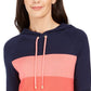Charter Club Women's Striped Hooded Sweater Intrpd Blue Cmb Size Small