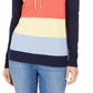 Charter Club Women's Striped Hooded Sweater  Intrpd Blue Cmb Size 2 Extra Large