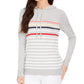 Charter Club Women's Striped Hooded Sweater Med Gray Size Medium