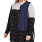 Alfani Women's Plus Size Mixed-Print Tunic Top  Linear Rings Size OX