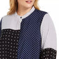 Alfani Women's Plus Size Mixed-Print Tunic Top  Linear Rings Size OX