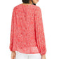 Alfani Women's Printed Pleated-Sleeve Top Pink Size Small