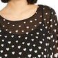 Alfani Women's Heart-Print Angel-Sleeve Top Black Size Large