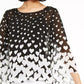 Alfani Women's Heart-Print Angel-Sleeve Top Black Size Large