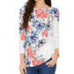 Charter Club Women's Polka Dot Floral Print Top White Size Large