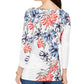 Charter Club Women's Polka Dot Floral Print Top White Size Large