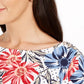 Charter Club Women's Polka Dot Floral Print Top White Size Large