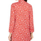 Charter Club Women's Floral Print Split-Neck Tunic Red Size Extra Large