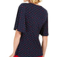 Charter Club Women's Printed Flutter-Sleeve Wrap Top Blue Size Small