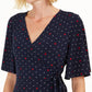 Charter Club Women's Printed Flutter-Sleeve Wrap Top Blue Size Small