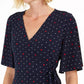 Charter Club Women's Printed Flutter-Sleeve Wrap Top  Blue Size Large