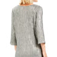 JM Collection Women's Metallic Crinkle Tie-Hem Top Gray Size Large