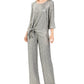 JM Collection Women's Metallic Crinkle Tie-Hem Top Gray Size Large