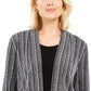 JM Collection Women's Petite Layered-Look Metallic Cardigan Black Size Petite
