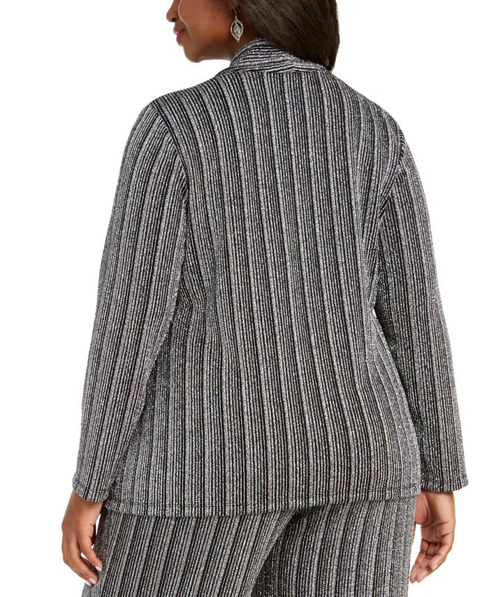 JM Collection Women's Plus Size Metallic Layered-Look Top Black Size 1X