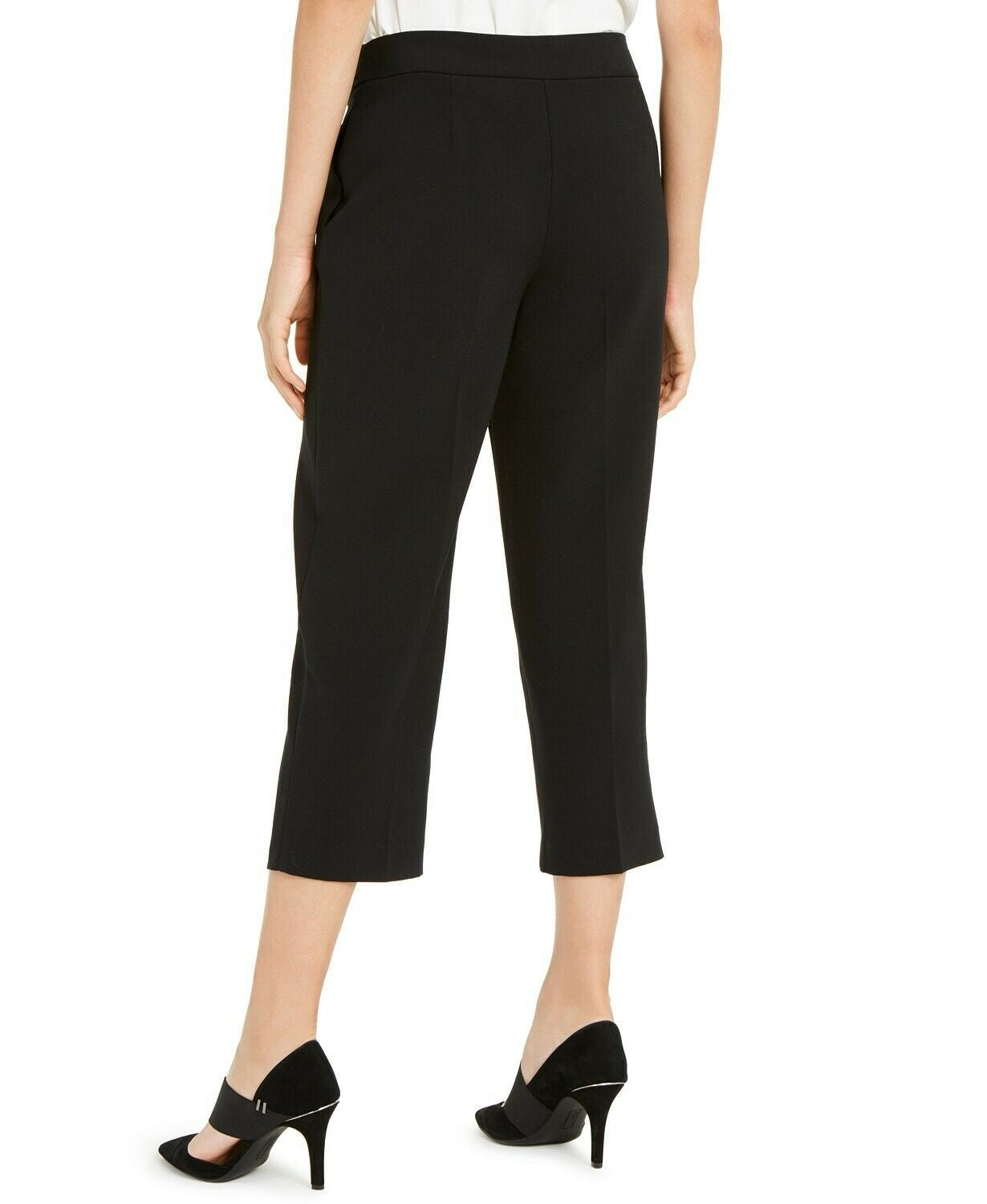 Alfani Women's Buckle Waist Cropped Pants Black Size 16
