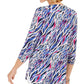 JM Collection Women's Printed Zip-Front Top Orange Size Large