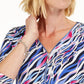 JM Collection Women's Printed Zip-Front Top Blue Size XExtra Large