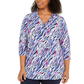 JM Collection Women's Zip Neck Printed Tunic Orange Size 0X
