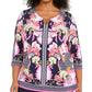 JM Collection Women's Plus Size Printed Keyhole Tunic Blue Size XXX-Large