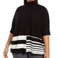 Alfani Women's Plus Size Colorblocked Turtleneck Poncho Black Size 0X