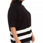 Alfani Women's Plus Size Colorblocked Turtleneck Poncho Black Size 0X