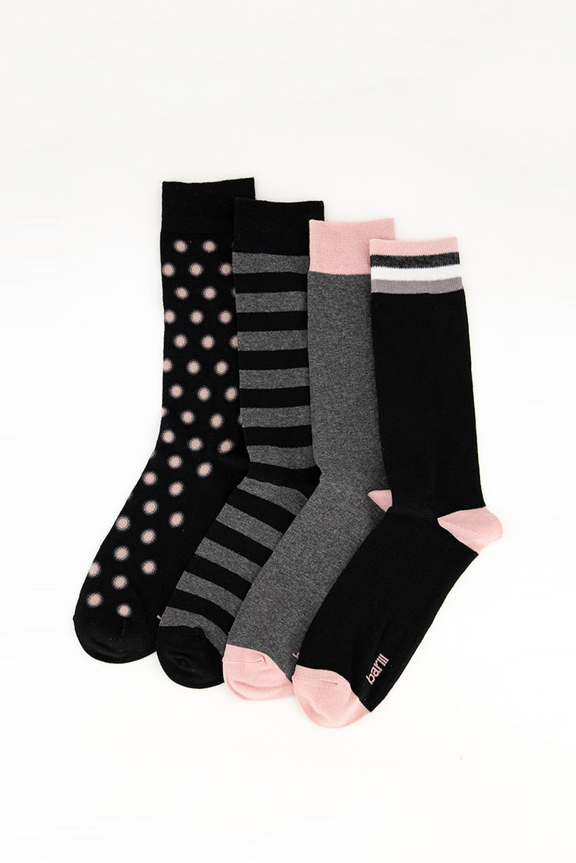 Bar III Men's 4-Pk. Socks Black Pink Combo Size 10-13