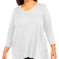JM Collection Women's Plus Size Studded Mixed-Media Top White Size XX-Large